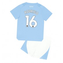 Manchester City Rodri Hernandez #16 Hjemmedraktsett Barn 2023-24 Kortermet (+ Korte bukser)